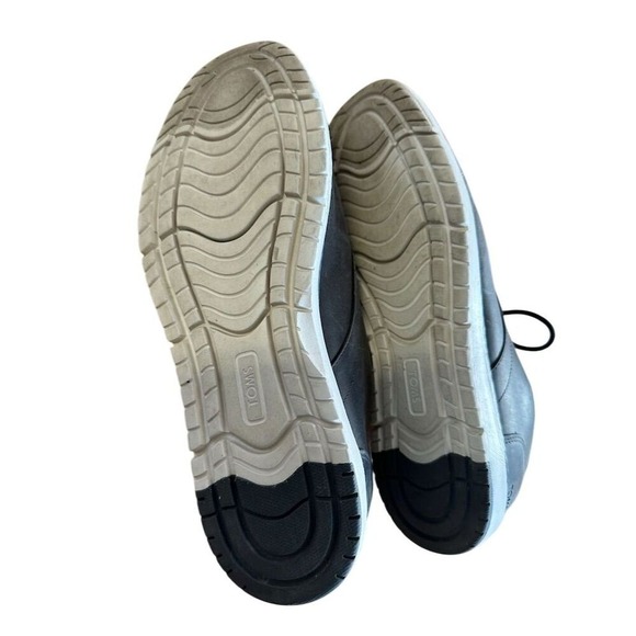 TOMS Men's Gray Leather‎ Navi Oxford Loafer Shoes Lace Up Casual - Picture 9 of 10